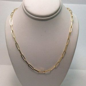 SOLID 10K GENUINE REAL YELLOW GOLD PAPERCLIP NECKLACE LADIES CHAIN 20''